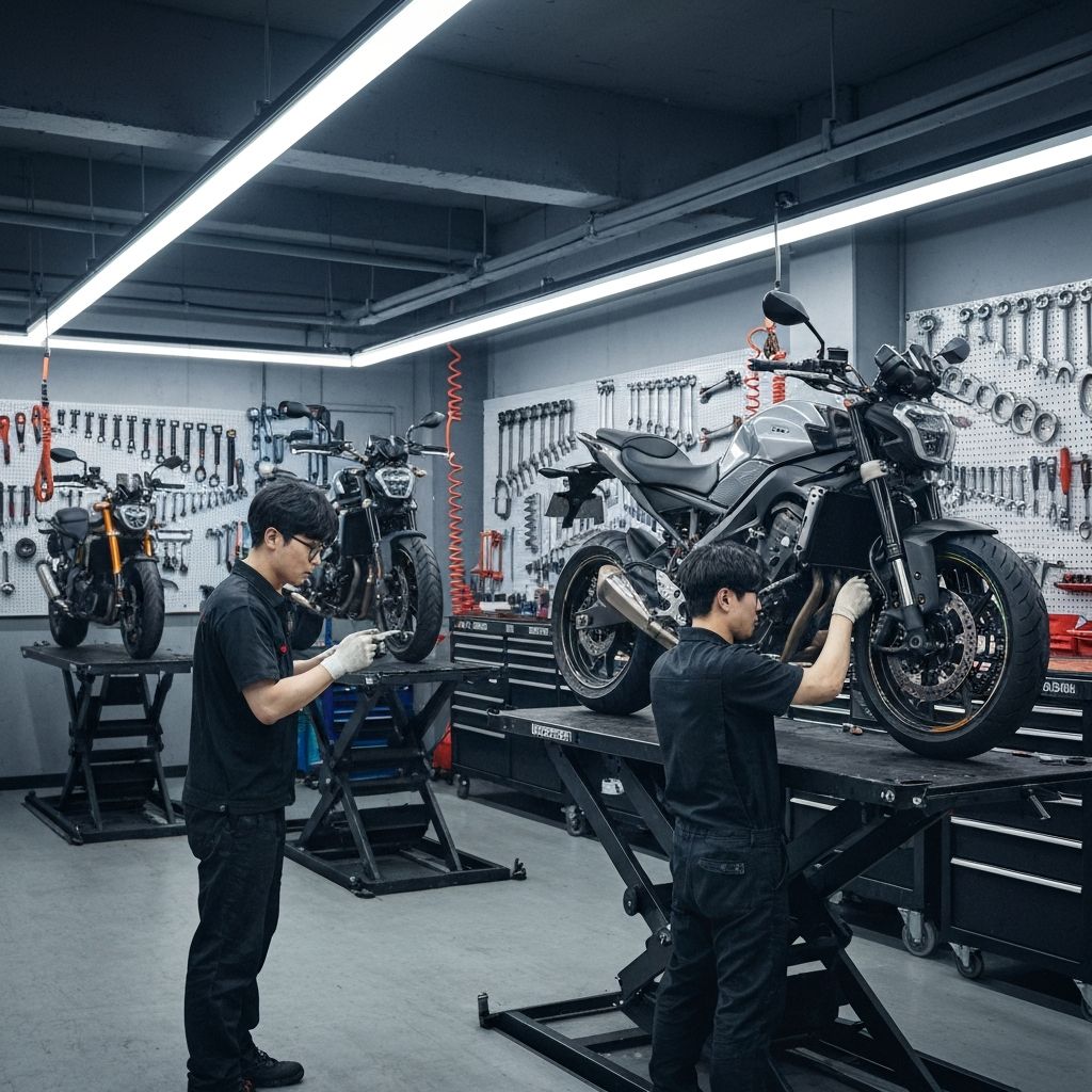 명일바이크 오프라인 정비소 내부